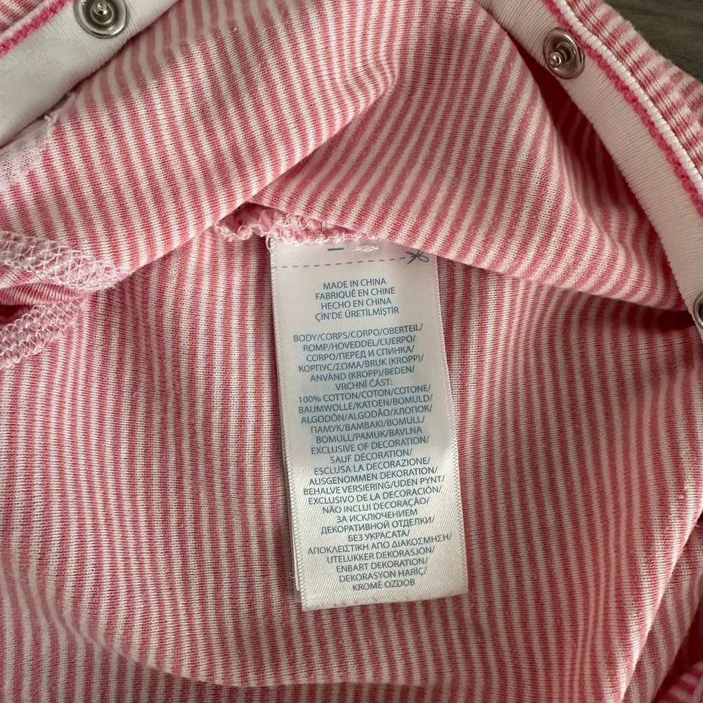 RALPH LAUREN BABY GIRL STRIPED COTTON FOOTED COVERALL